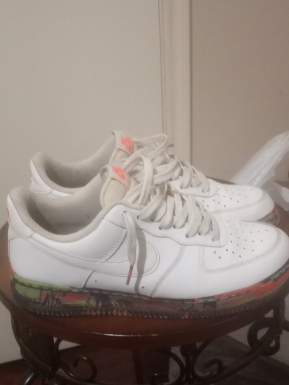 Nike Air Force 1 Marble Color Swirl White Sneakers Men's Size 9 AJ9507-100
